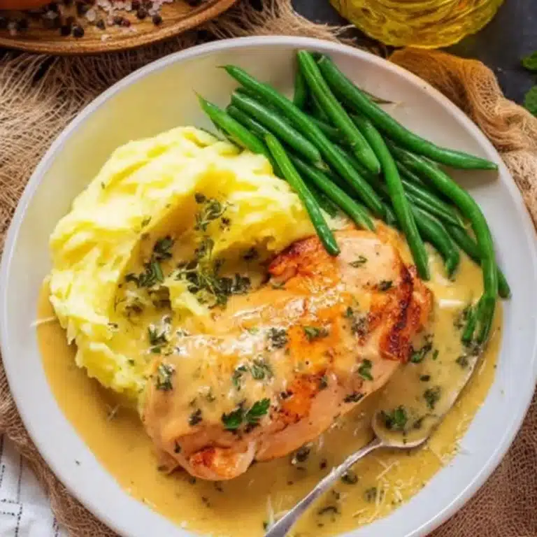 Parmesan Hähnchen mit Kartoffelpüree und grünen Bohnen