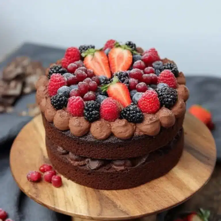 Schoko Torte mit Früchten