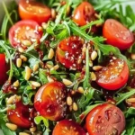 Frischer Tomaten Rucola Salat mit Pinienkernen