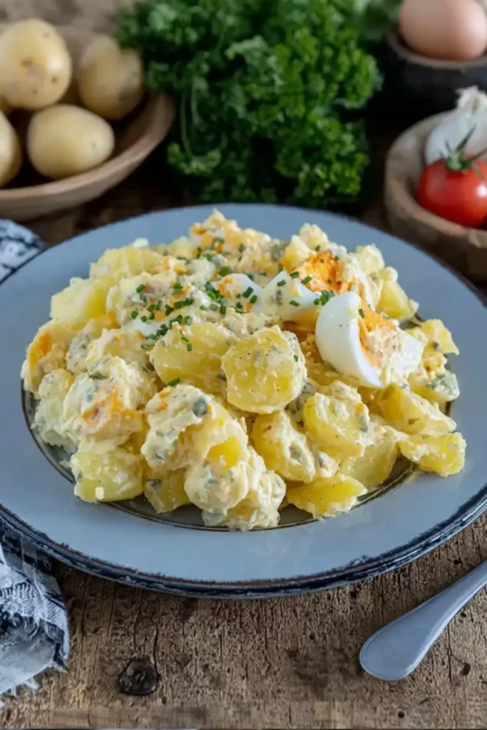 Kartoffelsalat mit Mayonnaise und Ei