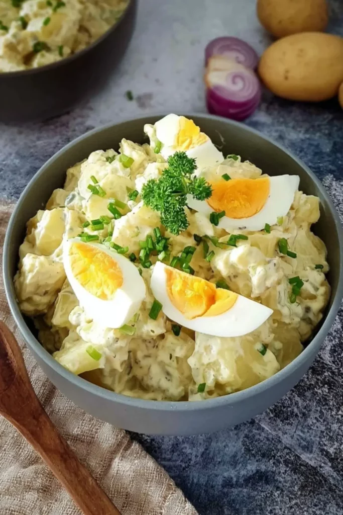 Klassischer Kartoffelsalat mit Ei und Mayonnaise