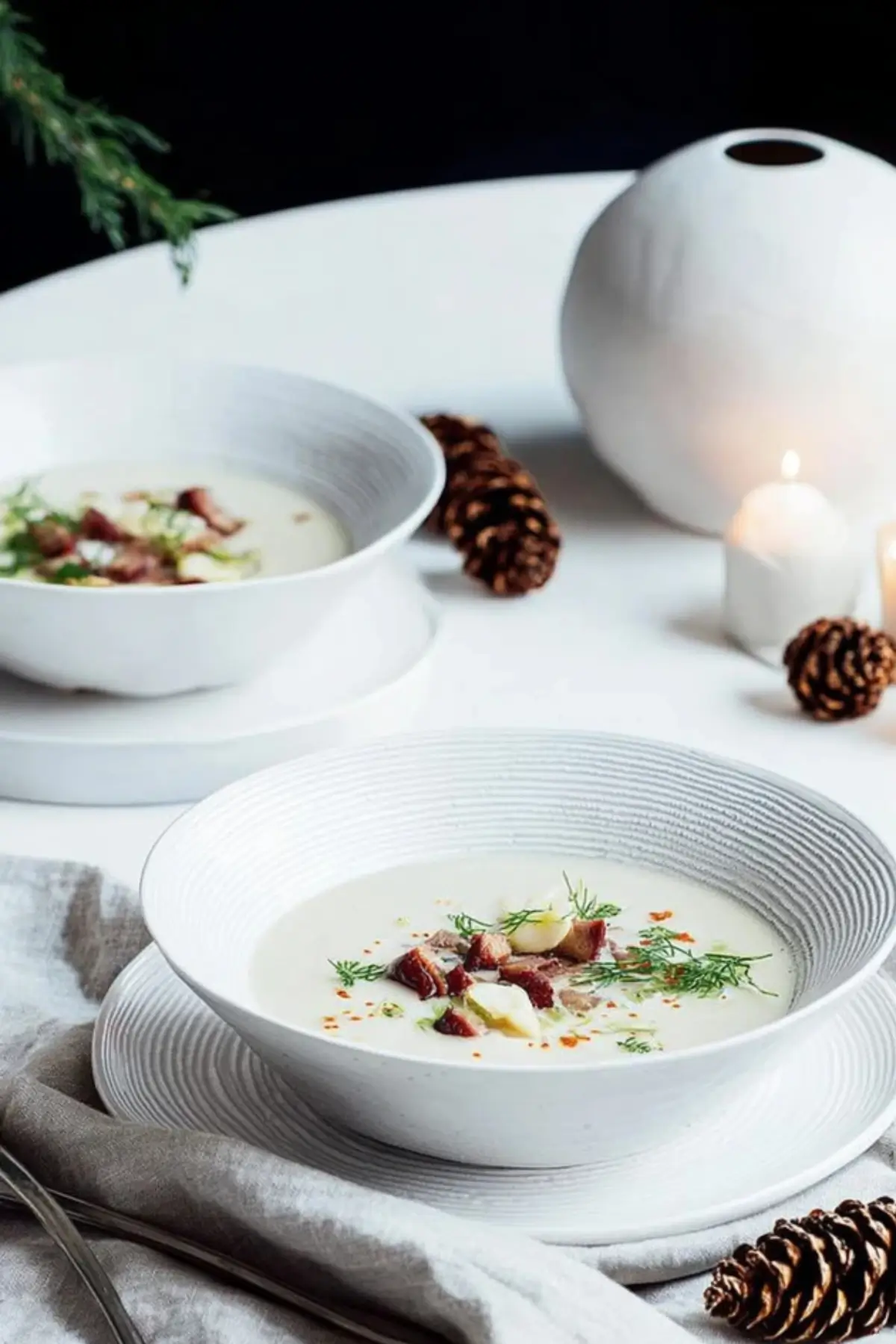 Topinambursuppe mit Bündner Fleisch