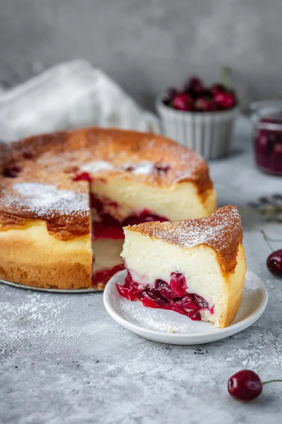 Schneller Kasekuchen Mit Kirschen