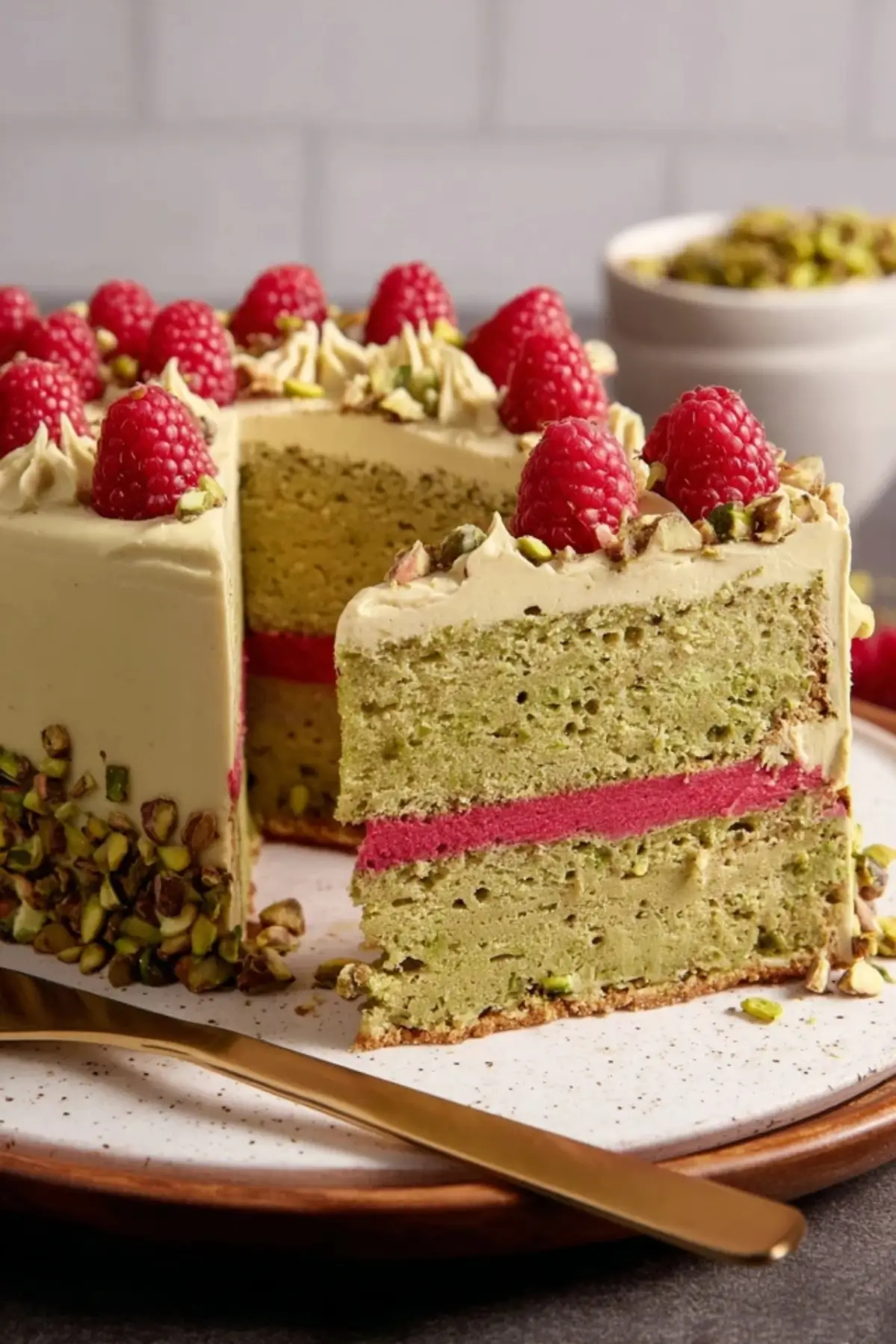 Pistazien Torte mit echter Pistaziencreme &amp; Himbeeren - Noras Kreationen