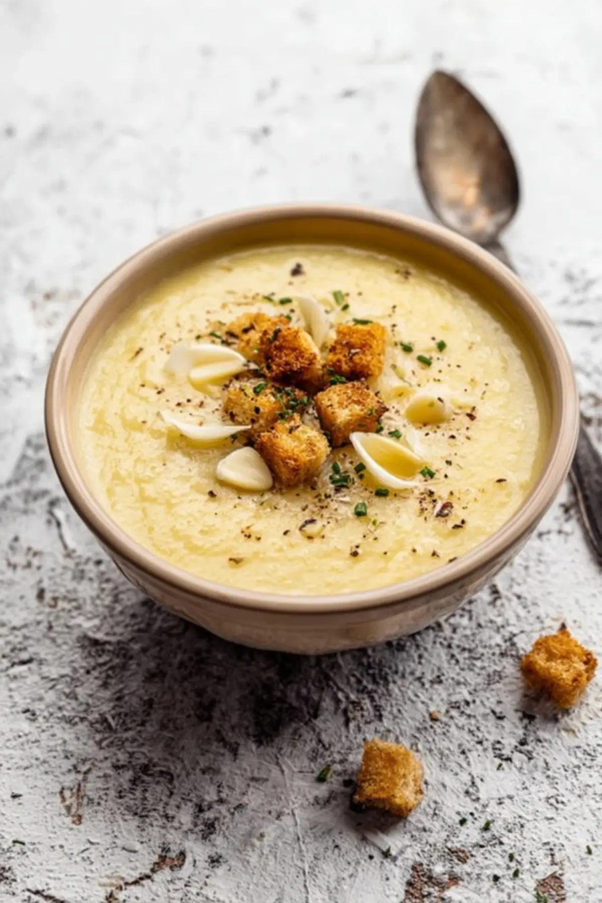 cremige Kartoffelsuppe mit Knoblauch