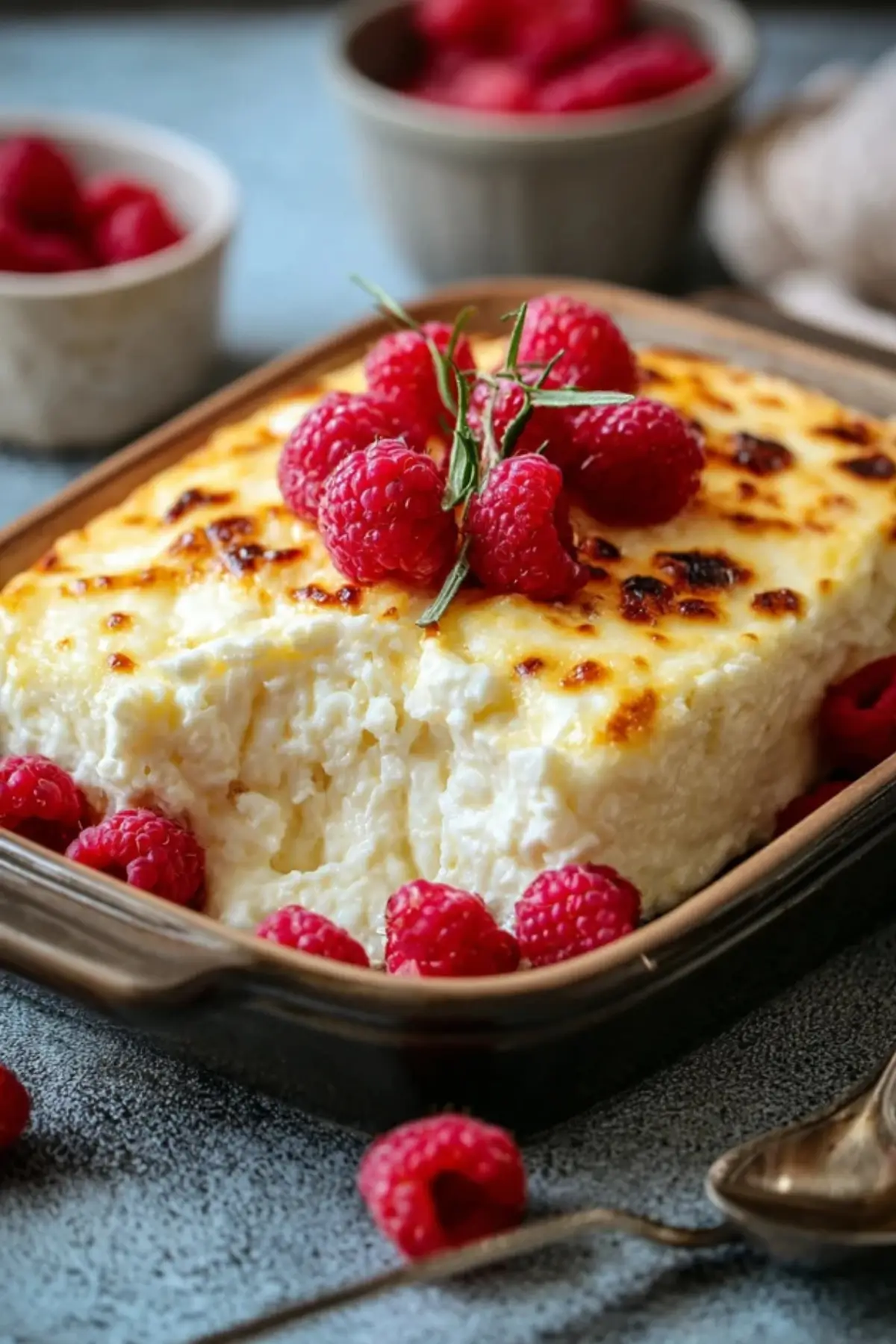 Low Carb Quarkauflauf mit Himbeeren