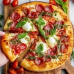 Salami Burrata Pizza mit Pesto