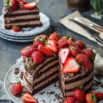 Schokomousse Torte mit Erdbeeren