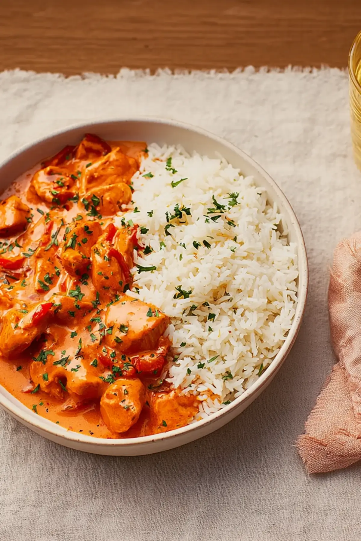 Puten Rahm Geschnetzeltes mit Paprika und Reis