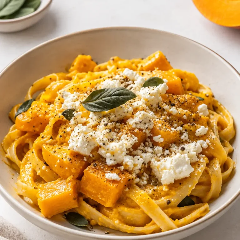 Kürbis-Feta-Pasta: cremig, einfach & aromatisch