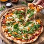Pizza mit Kürbis, Feta und Rucola